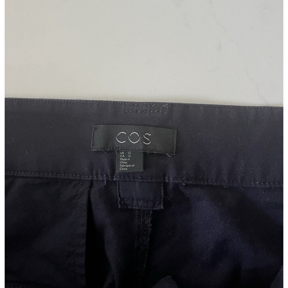 COS Navy Cargo Pencil Skirt Maxi - High Waisted Cotton Blend Size 12 - Picture 4 of 7